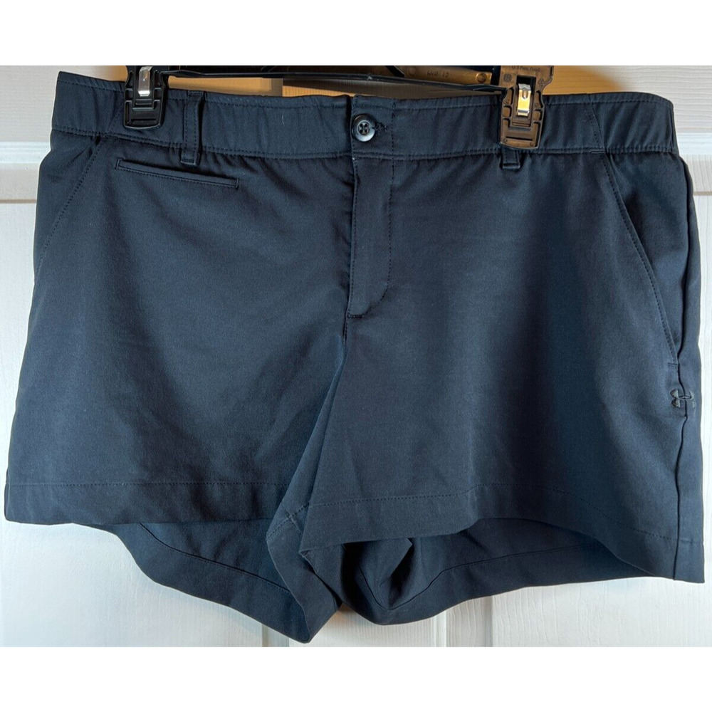 Under Armour Womens Workout Fitted Black Shorts Heatgear Size 16
